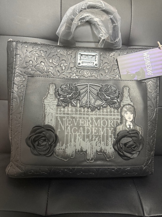 Loungefly Handbags - Loungefly Wednesday Black Roses Convertible Backpack, Tote & Crossbody Bag.